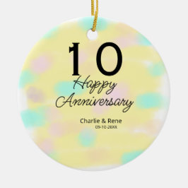 10 wedding anniversary yellow pastel name retro bo セラミックオーナメント