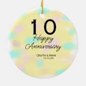 10 wedding anniversary yellow pastel name retro bo セラミックオーナメント (裏面)