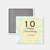 10 wedding anniversary yellow pastel name retro bo マグネット (正面/裏面)
