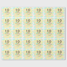 10 wedding anniversary yellow pastel name retro bo ラッピングペーパー