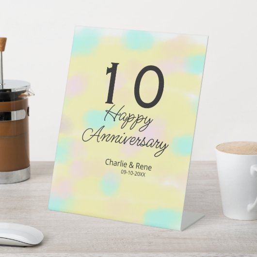 10 wedding anniversary yellow pastel name retro bo 台座サイン (インサイチュ)