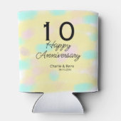 10 wedding anniversary yellow pastel name retro bo 缶クーラー (裏面)