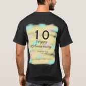 10 wedding anniversary yellow pastel name retro bo tシャツ (裏面)