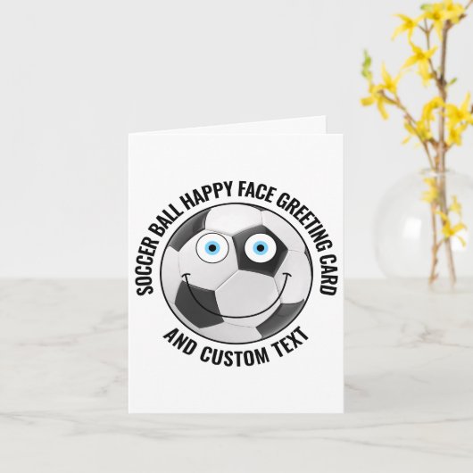 10 xカスタムサッカー青い目ハッピー顔挨拶 カード (黄色い花)