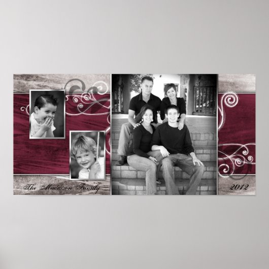 10"x20" 3スロットファミリーコラージュモンタージュ鋼マグノール ポスター (正面)
