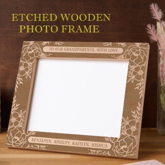 10"x8"愛する祖父母のためのフローラ縁ど レーザー彫刻フレーム
