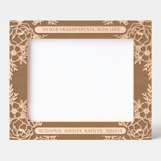 10"x8"愛する祖父母のためのフローラ縁ど レーザー彫刻フレーム (正面)