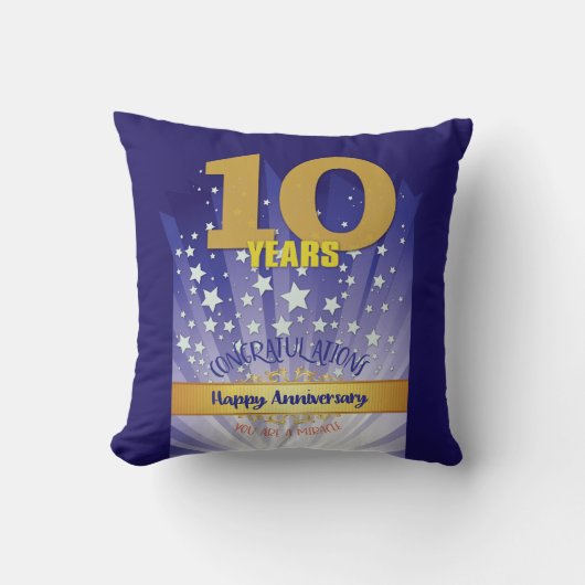 10 Year CUSTOM NAME 12 Step Anniversary Big Number クッション (正面)