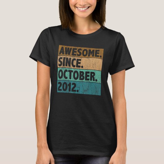 10 Year Old Awesome Since October 2012 10th Birth Tシャツ (正面)