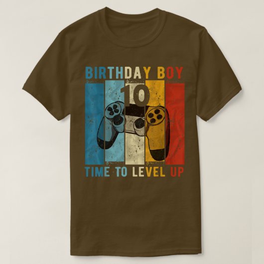 10 Year Old Birthday Boy 10 Time to Level Up 10th  Tシャツ (デザイン正面)