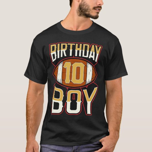 10 Year Old Birthday Boy American Football Fan Vin Tシャツ (正面)