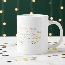 10 Years Married Elegant Anniversary Mug Gift ジャンボコーヒーマグカップ