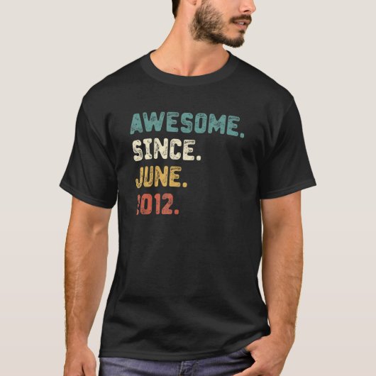 10 Years Old Awesome Since June 2012 10th Birthda Tシャツ (正面)