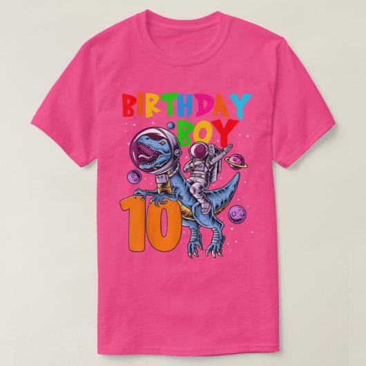 10 Years Old Birthday Boy Astronaut Riding 10th Di Tシャツ (デザイン正面)