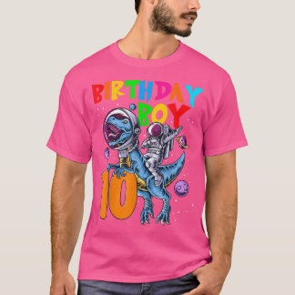 10 Years Old Birthday Boy Astronaut Riding 10th Di Tシャツ