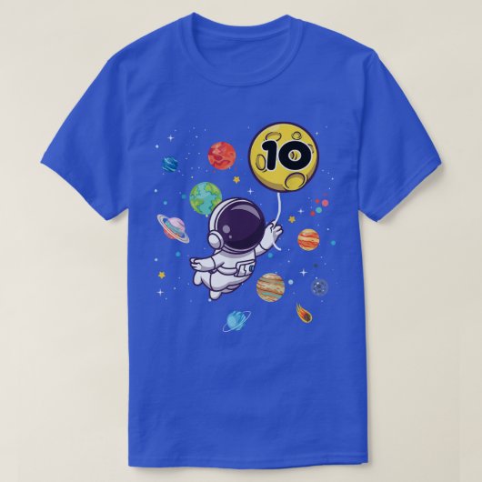 10 Years Old Birthday Boy Tee Astronaut 10th Birth Tシャツ (デザイン正面)