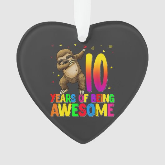 10 Years Old Birthday Sloth Dabbing 10th Birthday  オーナメント (正面)