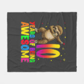 10 Years Old Birthday Sloth Dabbing 10th Birthday  フリースブランケット (正面(横))