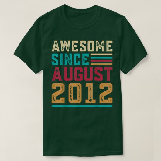 10 Years Old Gifts Awesome Since August 2012 10th  Tシャツ (デザイン正面)