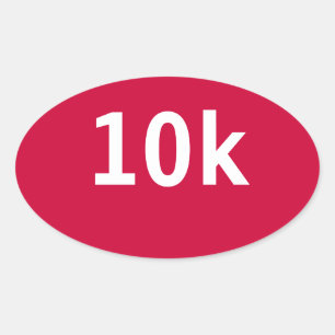 10kレースまたはウォークオーバルステッカー（赤） 楕円形シール
