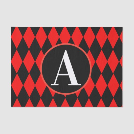 10lbティッシュペーパー、赤く及び黒い道化師のモノグラム 薄葉紙 (正面)