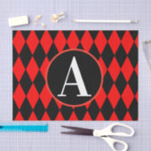 10lbティッシュペーパー、赤く及び黒い道化師のモノグラム 薄葉紙 (クラフト)