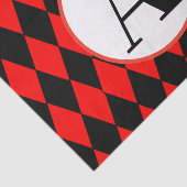 10lbティッシュペーパー、赤と黒のハーレキンイニシャル 薄葉紙 (詳細)