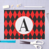 10lbティッシュペーパー、赤と黒のハーレキンイニシャル 薄葉紙 (クラフト)