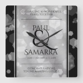 10thエレガント Tin's 結婚 Anniversaryアクリル スクエア壁時計 (正面)