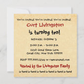 10thバースデーパモダンーティー赤と黒 招待状 (裏面)