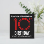 10thバースデーパモダンーティー赤と黒 招待状 (スタンド正面)