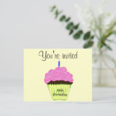 10thバースデーパーティーピンクカップケーキカスタマイズ- 招待状 (スタンド正面)