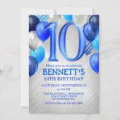 10thボーズブルー誕生日招待状 招待状 (正面)