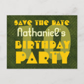 10thモダン誕生日パーティー日付を保存する緑のV1A 案内ポストカード (正面)
