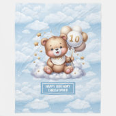 10th誕生日ギフトブランケットとテディ名カスタム。 フリースブランケット (正面)