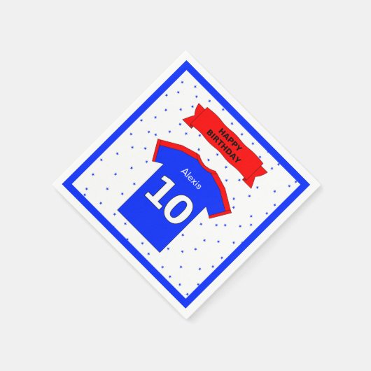 10th誕生日パーティーの男の子と女の子の名前を追加 スタンダードカクテルナプキン (角)