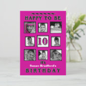 10th誕生日パーティーへの招待 – 写真 – 明るい赤紫色 招待状 (スタンド正面)