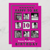 10th誕生日パーティーへの招待 – 写真 – 明るい赤紫色 招待状 (正面/裏面)