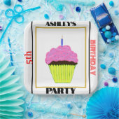 10th誕生日パーティーカップケーキ写真名年齢 ペーパープレート (パーティー)