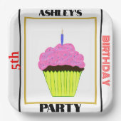 10th誕生日パーティーカップケーキ写真名年齢 ペーパープレート (正面)