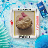 10th誕生日パーティーカップケーキ写真名年齢 ペーパープレート (パーティー)