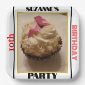 10th誕生日パーティーカップケーキ写真名年齢 ペーパープレート (正面)
