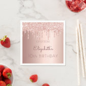 10th誕生日パーティーバラ金ゴールドドリップ10ガールピンク スタンダードカクテルナプキン (インサイチュ)