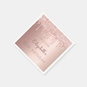 10th誕生日パーティーバラ金ゴールドドリップ10ガールピンク スタンダードカクテルナプキン (角)