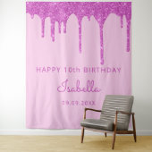 10th誕生日パーティーピンクグリッタードリップガール タペストリー (インサイチュ)