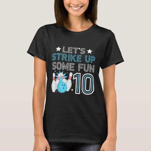 10th誕生日パーティーボーリング少年10歳ボウリン tシャツ (正面)