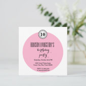 10th誕生日パーティーモダンピンクブラックバブルV03B 招待状 (スタンド正面)