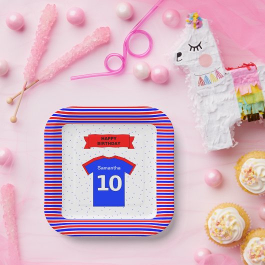 10th誕生日パーティー女の子の男の子の名前の広場を追加 ペーパープレート (パーティー)