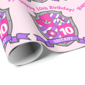 10th誕生日パープルユニコーンシールドクレスト紙 ラッピングペーパー (ロールコーナー)
