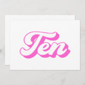 10th誕生日レトロガール 招待状 (正面/裏面)